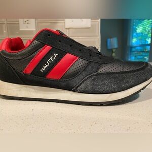 Nautica Men's Outfall Perf BLACK RED Rare Shoes Sneakers Athletic Size 10